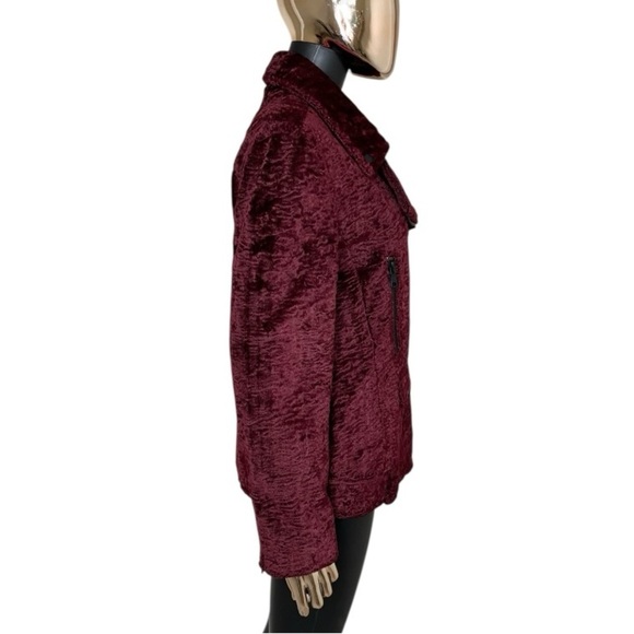 Avec Les Filles Faux Fur Moto Jacket Burgundy Wine XS Oversized NWT - Picture 3 of 11